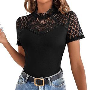 Lace Short Sleeve Shirt M